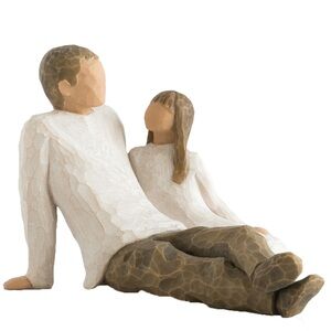 Willow Tree Father and Daughter Sculpture - Cream and Brown